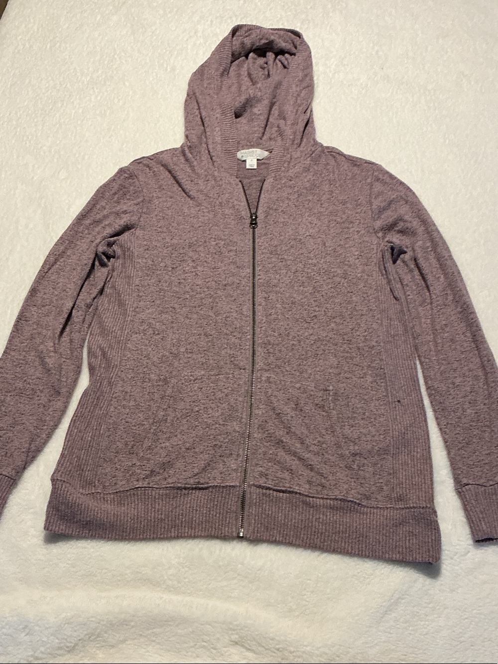 Market & Spruce Hooded Zip Cardigan in Dusty Mauve